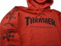 JB即決 THRASHER スラッシャー MAG LOGO　MULTI-E HOOD マグロゴ ダイヤ&ゴート プルオーバーフードスウェット パーカー 赤 Lサイズ 新品_画像2