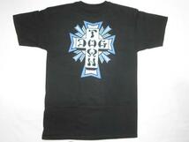 JB即決 DOGTOWN ドッグタウン 定番カラークロス ロゴ Tシャツ　黒x青　Mサイズ　新品_画像1