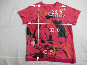 BD918【Disney RESORT・ディズニー】プリント　半袖　Tシャツ　女児　淡赤　130?
