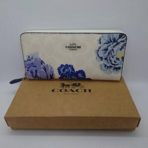 新品未使用 ジッピーウォレット F6656 花 柄 フローラル フラワー ブルー ホワイト アウトレット品