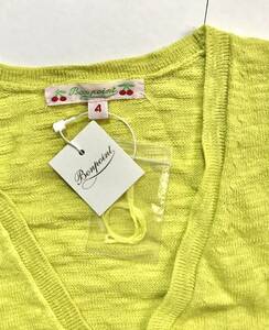  new goods Bonpoint bonpoint vitamin color Ribon yellow cardigan 4ans 95 100 4a 4 -years old cotton flax material spring summer autumn France 