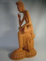 本物の木彫り作品　　弥勒菩薩半跏像　【宝冠弥勒菩薩】　高さ約51㎝_画像2