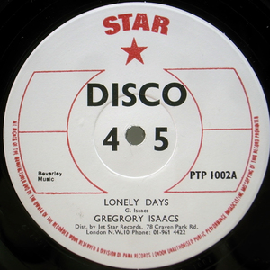 良盤!! UK 12インチ GREGORY ISAACS Lonely Days / U-ROY Nanny Skank ('78 Star) グレゴリー・アイザックス ユー・ロイ 45RPM.