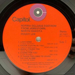 【カヴァー・アルバム】US初期 朱ターゲット PEGGY LEE Norma Deloris Egstrom From Jamestown North Dakota (Capitol) A Song For You 他の画像3