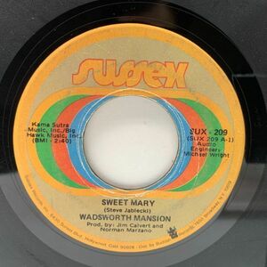 【ポップロック隠れ名曲】7インチ USオリジナル WADSWORTH MANSION Sweet Mary ('70 Sussex) JABLECKI兄弟 ロードアイランド・ロック