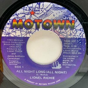 【BRAND NUBIAN サンプリング・ネタ】良好!! USオリジナル 7インチ LIONEL RICHIE All Night Long (All Night) ('83 Motown) 45RPM.