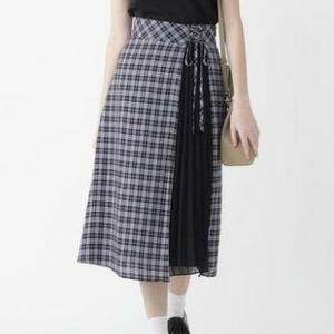  Blue Label k rest Bridge micro check dore-p loan skirt navy Blue Label long skirt LAP skirt 