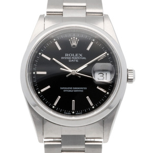 ROLEX ロレックス SS 腕時計 K番 2001年式 オイスターパーペチュアル デイト ステンレススチール 15200 シルバー ブラック【SH】 中古