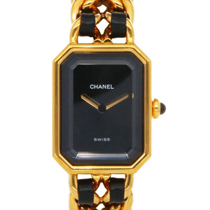 CHANEL シャネル GP 腕時計 エレガント ブレスレット プルミエール M GP レザー H0001 ゴールド ブラック【SH】 中古