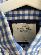 【送料無料】中古 Abercrombie & Fitch アバクロンビー&フィッチ 長袖シャツ ギンガムチェック ブルー サイズXS_画像2