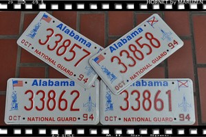 送料込み 中古実物本物　アメ車ライセンスプレートユーズド　Alabama NATIONAL GUARD OF/REアンティークコレクションヴィンテージ