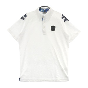 【即決】KAPPA カッパ 半袖ポロシャツ ボタンダウン カモフラ総柄 ホワイト系 L [240001656309] ゴルフウェア メンズ