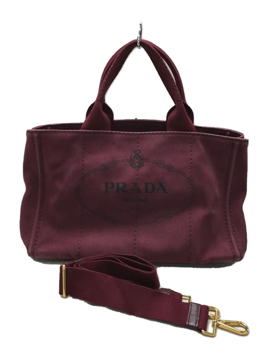 最新作の PRADA - 良品 PRADA プラダ ハンドバッグ レッド ボルドー 手提げ トートバッグ トートバッグ