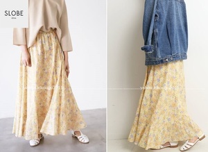  regular price approximately 1.8 ten thousand *IENA slobe × fine quality! Italy LISAgarden flair long maxi skirt beautiful color yellow floral print flower print cotton beautiful goods 