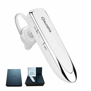 白 Glazata Bluetooth 日本語音声ヘッドセット V4.1 片耳 高音質 ，超大容量バッテリー、長持ちイヤホン、3