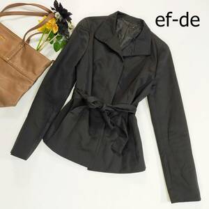 ef-de ef-de turn-down collar jacket size 9 M black black small of the back ribbon made in Japan simple middle height front button metal fittings tag long sleeve collar 3662