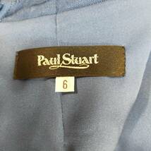 Paul Stuart ポールスチュアート ワンピース サイズ6 M ブルー 青 ひざ丈 刺繍 麻混 ノースリーブ シンプル かわいい 爽やか 3661_画像6