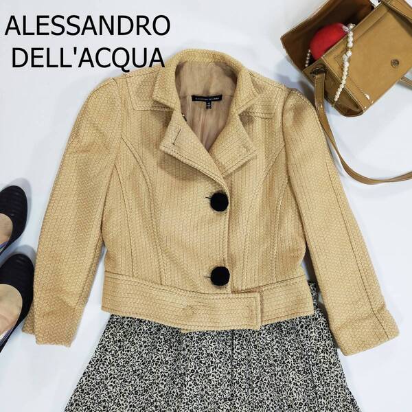 ALESSANDRO DELL'ACQUA アレッサンドロ デラクア シングルジャケット サイズ40 XXS ベージュ ショート丈 イタリア製 ボタン 3608