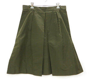 PRADA Prada silk box pleated skirt FB1965 size 42S green group khaki silk 100%