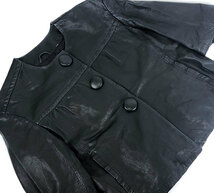 ▼VINCE ヴィンス ノーカラー ラムレザー ジャケット 七分袖 ブラック サイズXS RA6093_画像3