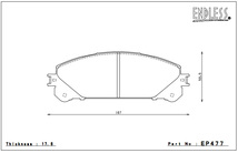 [ENDLESS×SSY]ANH20W_GGH20W アルファード G's(2400 - 3500cc / H24/11 - H27/01)フロント用エンドレスブレーキパッド[EP477]_画像2