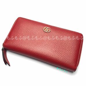 GUCCI GGマーモント グッチ ジップアラウンドウォレット ラウンドファスナー長財布 レッド 赤