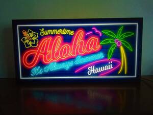 [M size ]aro is Hawaii Hawaiian Aloha HAWAII cocos nucifera. tree surfing beach hibiscus signboard ornament light miscellaneous goods store LED lightning signboard 