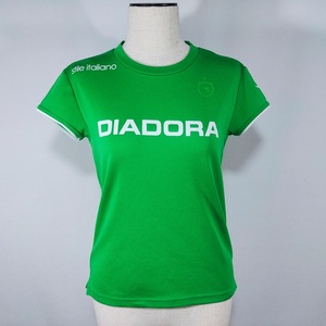 ディアドラ DIADORA Tシャツ スポーツトップス プリント 英字 ロゴ 半袖 緑 グリーン レディース /AY