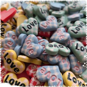 ハート LOVE MIX デコパーツ 4色 100個セット ハンドメイド