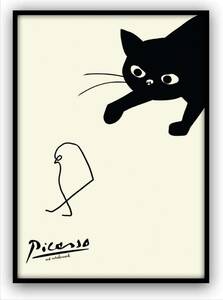 [ copy ] new goods A4 size art panel picture art poster . interior stylish pabro Picasso frame attaching cat hi width cat .. chick 