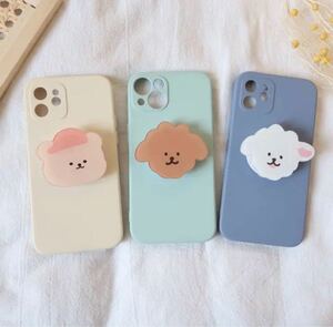 ポップソケット付き ケース iPhone8/SE2/12mini/13 くすみ色　おしゃれ　かわいい　スマホケース　韓国