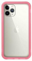 在庫処分品 Natural design iPhone11Pro (5.8インチ) HYBRID SQUARE ジャケット型 新素材繊維ガラスケース クリアピンク_画像1