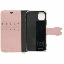 在庫処分 Natural design　iPhone11 (6.1インチ) 手帳型 ケース 猫 Cocotte ピンクベージュ 高品質PUレザー ストラップ付属 スタンド機能_画像3