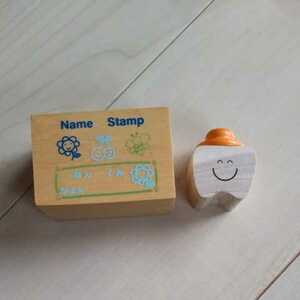 未使用　木製 キャップ式 乳歯ケース ＆ Name Stamp　/　 ネームスタンプ 乳歯入れ