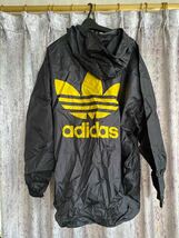 adidas アディダス デサント DESCENTE ウインドブレーカー ピステ ナイロン パーカー レトロ ロゴ トレフォイル ロゴ 黒 黄 O〜XO 90s 昭和_画像4