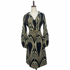  beautiful goods ROBERTO CAVALLIro belt kavali lady's ska labe equipment ornament total pattern silk 100 long sleeve One-piece 40 inscription 