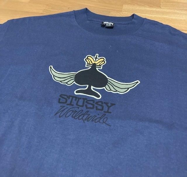 美品 STUSSY OLD IRIE 総柄 黒タグ ポケットT ラスタ クラウン USA製