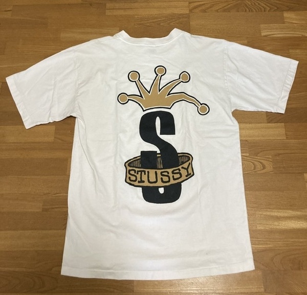 dead stock！VINTAGE USA製 90's OLD stussy 王冠 クラウン Tシャツ シングルステッチ ヴィンテージ 90年代 古着 未使用品