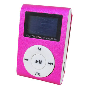 同梱可能 MP3プレーヤー アルミ LCDスクリーン付き クリップ microSD式 MP3プレイヤー ピンクｘ３台セット/卸