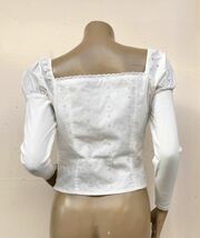 新品 OTTO コットン刺繍のパフスリーブ袖の白いカットソーブラウス M〜L_画像4