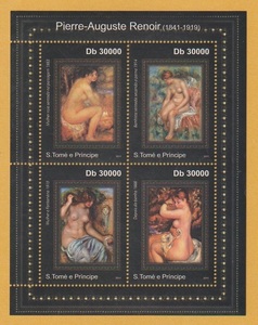 ● 【外国切手・サントメプリンシペ】 オーギュスト・ルノアール の作品　切手シート ('11)　未使用
