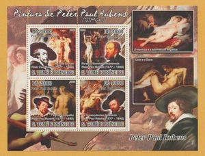 ● 【外国切手・サントメプリンシペ】 ピーテル・パウル・ルーベンス の作品　切手シート ('08)　未使用