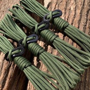 パラコード550 自在金具付き 4mm 4m×4本 オリーブグリーン×黒