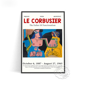 G1534 ル・コルビュジエ Le Corbusier ミッドセンチュリー モダン キャンバスアートポスター 50×70cm 海外製 枠なし B