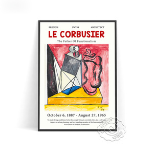 G1537 ル・コルビュジエ Le Corbusier ミッドセンチュリー モダン キャンバスアートポスター 50×70cm 海外製 枠なし I