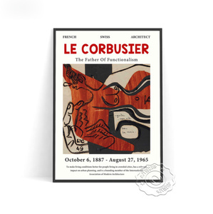 G1538 ル・コルビュジエ Le Corbusier ミッドセンチュリー モダン キャンバスアートポスター 50×70cm 海外製 枠なし J
