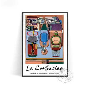 G1543 ル・コルビュジエ Le Corbusier ミッドセンチュリー モダン キャンバスアートポスター 50×70cm 海外製 枠なし O