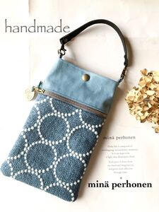 ミナペルホネン生地tambourine 使用スマホポーチ☆ハンドメイド