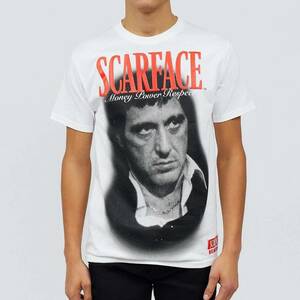 限定コラボ 【L】 Reason ギャング映画 Scarface スカーフェイス ポートレートTシャツ 白 トニーモンタナ アルパチーノ USA正規品 