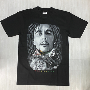 LA発 【2XL】 BOB MARLEY ボブマーリー 黒 アンダーグラウンド グラフィック ヘビーウェイト 半袖 Tシャツ IRON LION ZION レゲエ 